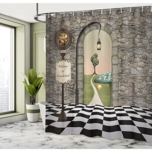 Rideau de douche Alice au pays des merveilles multicolore 175x200 cm variant 1 