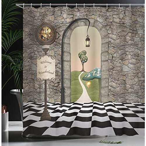 Rideau de douche Alice au pays des merveilles multicolore 175x200 cm variant 2 