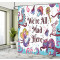 Rideau de douche Alice au pays des merveilles bleu foncé gris blanc 175x200 cm - miniature variant 2
