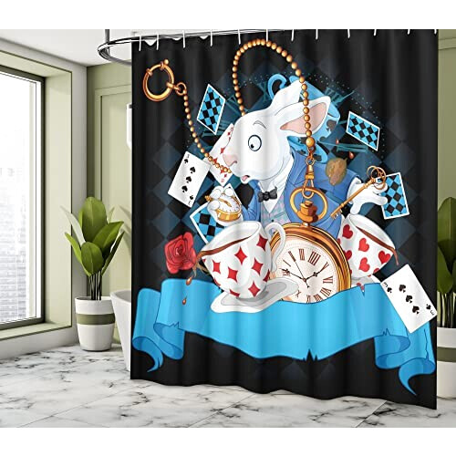 Rideau de douche Lapin blanc - Alice au pays des merveilles - multicolore 170x178 cm variant 0 