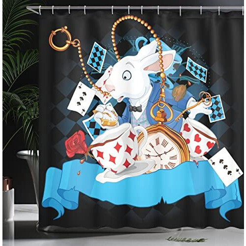 Rideau de douche Lapin blanc - Alice au pays des merveilles - multicolore 170x178 cm variant 1 