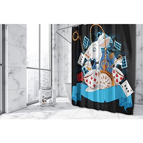 Rideau de douche Lapin blanc - Alice au pays des merveilles - multicolore 170x178 cm variant 3 