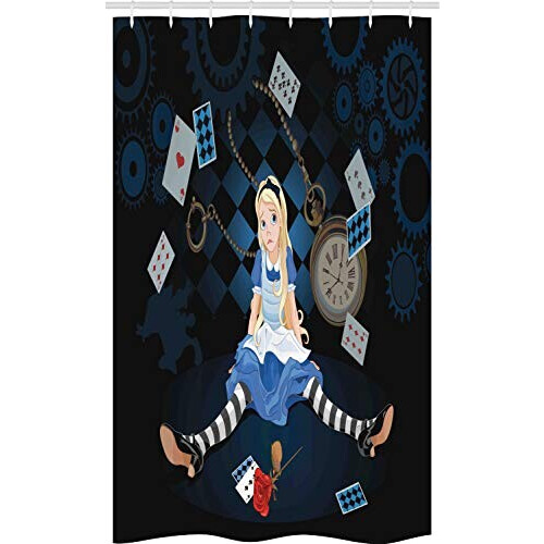 Rideau de douche Alice au pays des merveilles noir bleu 120x180 cm