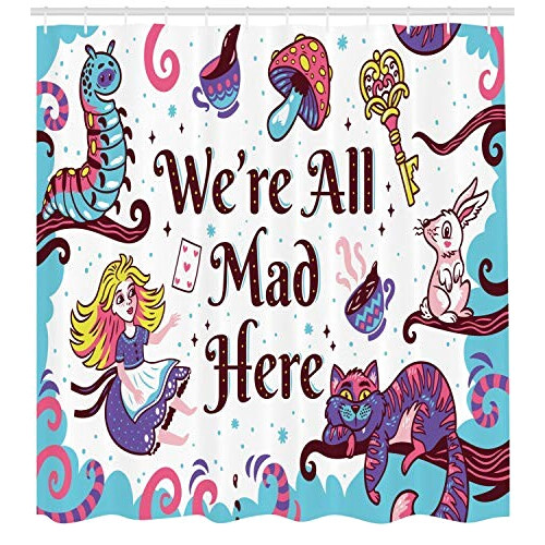 Rideau de douche Alice au pays des merveilles multicolore 175x220 cm variant 0 