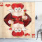 Rideau de douche Alice au pays des merveilles rouge marron ecru 175x200 cm - miniature