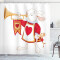 Rideau de douche Lapin blanc - Alice au pays des merveilles - jaune blanc rouge 175x200 cm - miniature