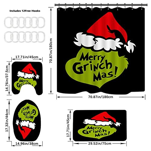 Rideau de douche Le Grinch 180x180 cm variant 1 