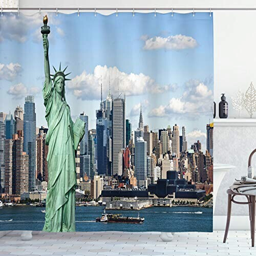 Rideau de douche New York gris blanc 175x200 cm