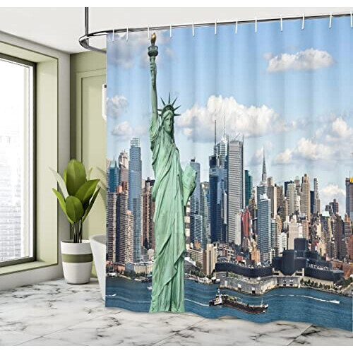Rideau de douche New York gris blanc 175x200 cm variant 1 