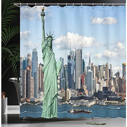 Rideau de douche New York gris blanc 175x200 cm variant 2 