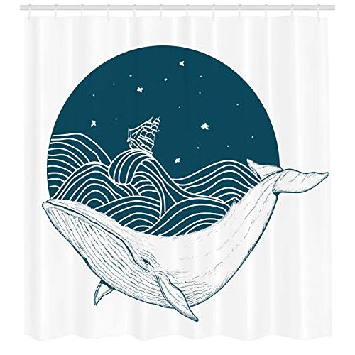 Rideau de douche Baleine sarcelle blanc 175x180 cm variant 0 