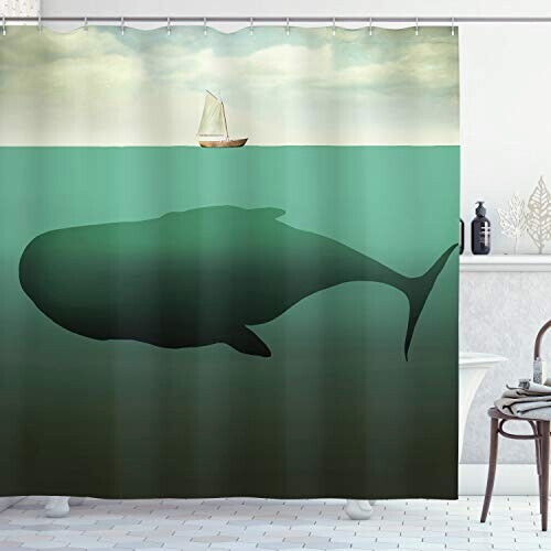 Rideau de douche Baleine vert beige 175x220 cm
