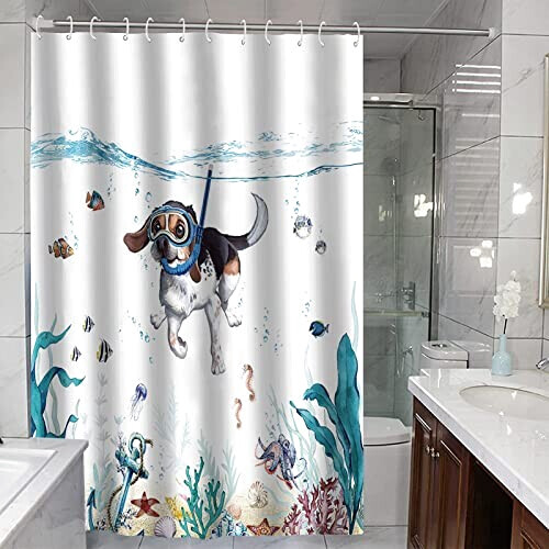 Rideau de douche Chien diving dog 180x180 cm variant 4 