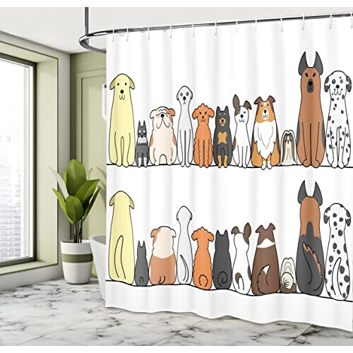 Rideau de douche Chien jaune marron 175x220 cm variant 1 