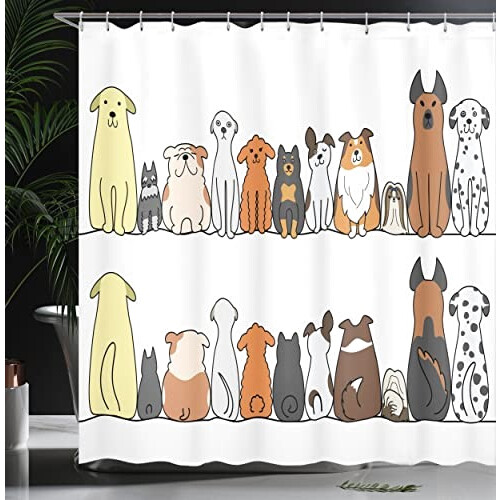 Rideau de douche Chien jaune marron 175x220 cm variant 2 