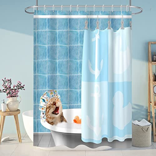 Rideau de douche Chat bleu 180x180 cm variant 1 