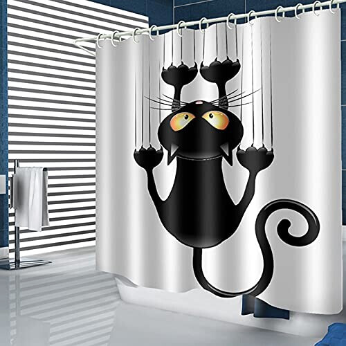 Rideau de douche Chat blanc 150x180 cm