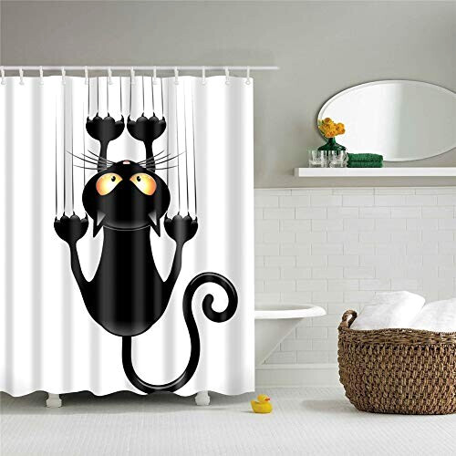 Rideau de douche Chat noir 120x180 cm