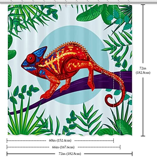 Rideau de douche Caméléon multicolore 152.4x182.9 cm variant 4 