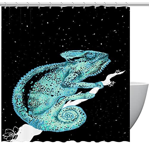 Rideau de douche Caméléon s sur noir 152.4x182.88 cm