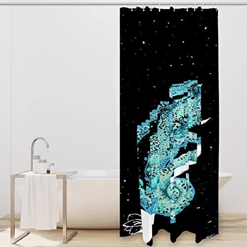 Rideau de douche Caméléon s sur noir 152.4x182.88 cm variant 0 
