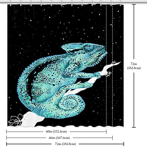 Rideau de douche Caméléon s sur noir 152.4x182.88 cm variant 4 