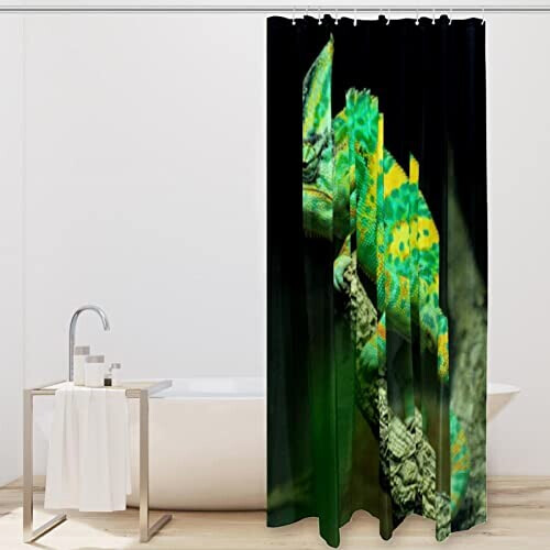 Rideau de douche Caméléon vert 152.4x182.88 cm variant 0 