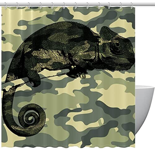 Rideau de douche Caméléon lézard camouflage 152.4x182.88 cm