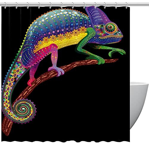 Rideau de douche Caméléon arc-en-ciel 182.88x182.88 cm