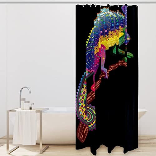 Rideau de douche Caméléon arc-en-ciel 182.88x182.88 cm variant 0 