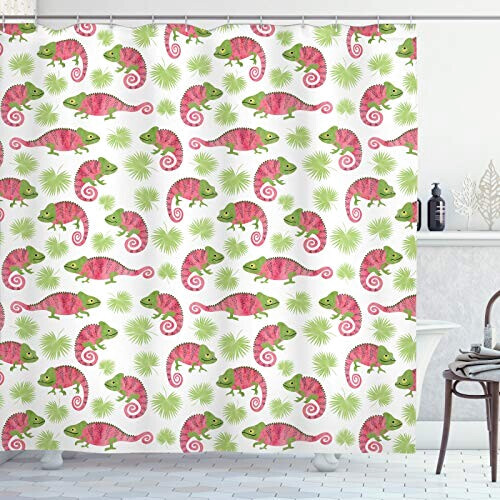 Rideau de douche Caméléon sombre corail vert 175x180 cm