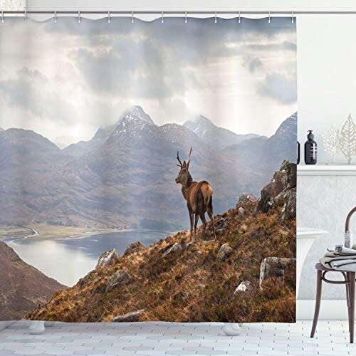 Rideau de douche Cerf rose lilas 175x200 cm