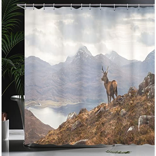 Rideau de douche Cerf rose lilas 175x200 cm variant 2 