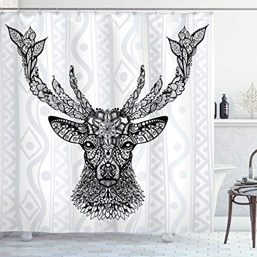 Rideau de douche Cerf noir blanc 175x180 cm