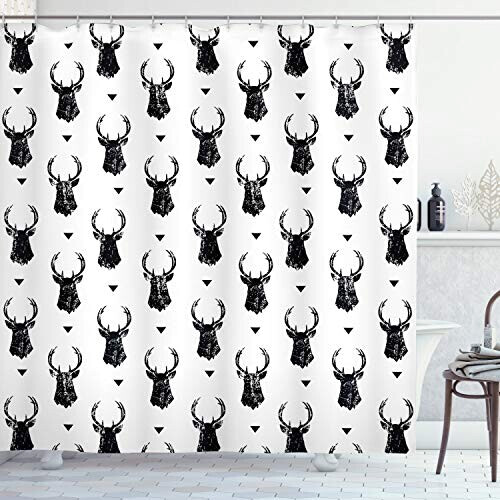 Rideau de douche Cerf bleu foncé vert blanc 175x200 cm