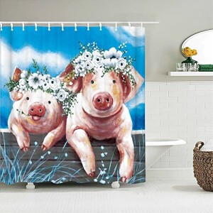 Rideau de douche Cochon multicolore 165x180 cm