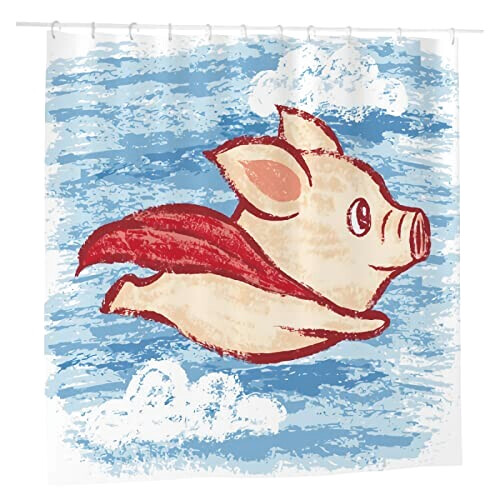 Rideau de douche Cochon flying pig plastic variant 0 