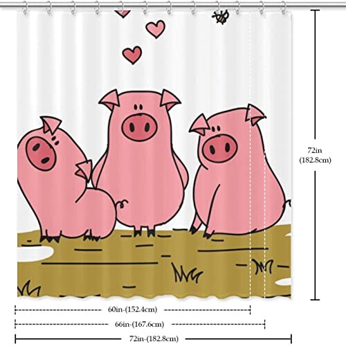 Rideau de douche Cochon multi-couleur variant 4 