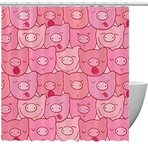 Rideau de douche Cochon multi-couleur