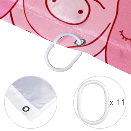 Rideau de douche Cochon multi-couleur variant 2 