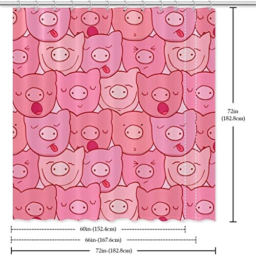 Rideau de douche Cochon multi-couleur variant 4 