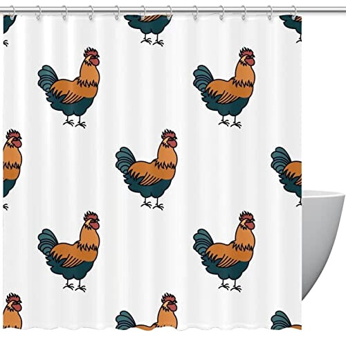 Rideau de douche Coq multicolore 152.4x182.9 cm