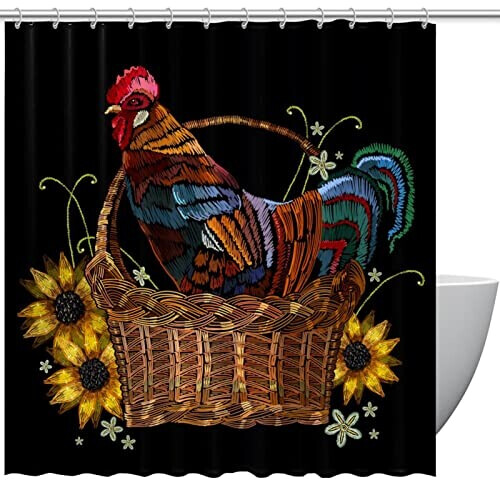 Rideau de douche Coq multicolore 152.4x182.9 cm