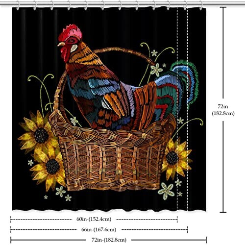 Rideau de douche Coq multicolore 152.4x182.9 cm variant 4 