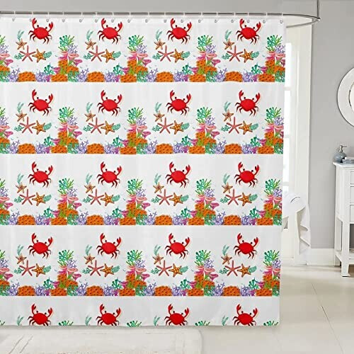 Rideau de douche Crabe Étoile de mer 120x200 cm