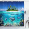 Rideau de douche Dauphin turquoise bleu 200x200 cm - miniature