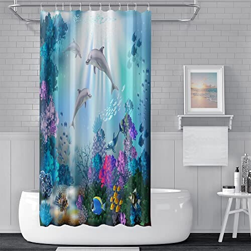 Rideau de douche Dauphin bleu 122x183 cm variant 0 
