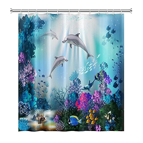 Rideau de douche Dauphin bleu 122x183 cm variant 1 