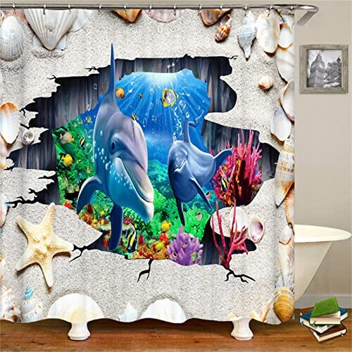 Rideau de douche Dauphin animal abstrait 120x180 cm