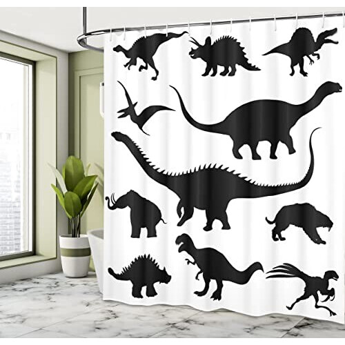 Rideau de douche Dinosaure gris taupe 175x200 cm variant 1 